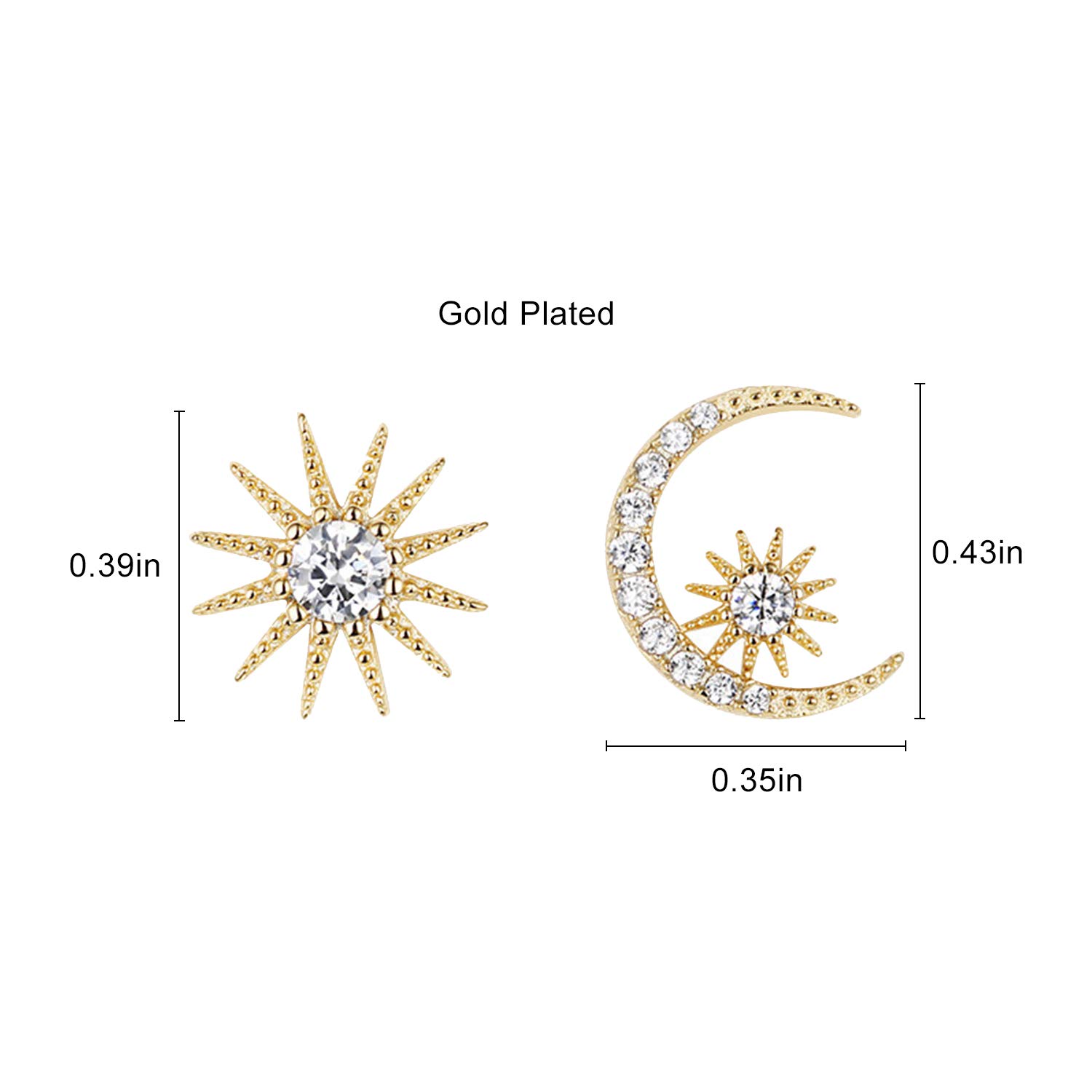 JORA Gold Star Moon Stud Earrings