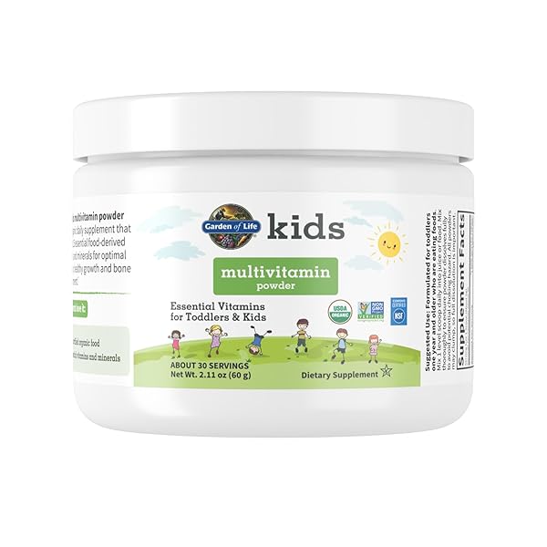 GARDEN OF LIFE KIDS MULTIVITAMIN POWDER, DAILY VITAMINS AND MINERALS FOR TODDLERS & KIDS – ORGANIC TODDLER MULTI POWDER WITH 15 VITAMIN C, D3, ZINC FOR HEALTHY GROWTH – GLUTEN FREE – 30 DAY SUPPLY