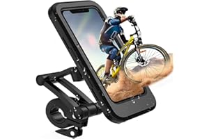 HOUDEOS Phone Holder for Bike Waterproof,Motorcycle Handlebar Mount,Mountain Bicycle Cellphone Clamp，Scooter Phone Clip Freely Adjustable Height and 360°Rotation,Suitable for Any Smartphone GPS Navigation