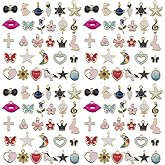 Youdiyla 60pcs Alloy enamel fixed set for Stars, butterflies, love Pendant Jewelry Making DIY Keychain Earrings Pendant Various Design Charms for Jewelry Making Bracelets Necklace (SN685)