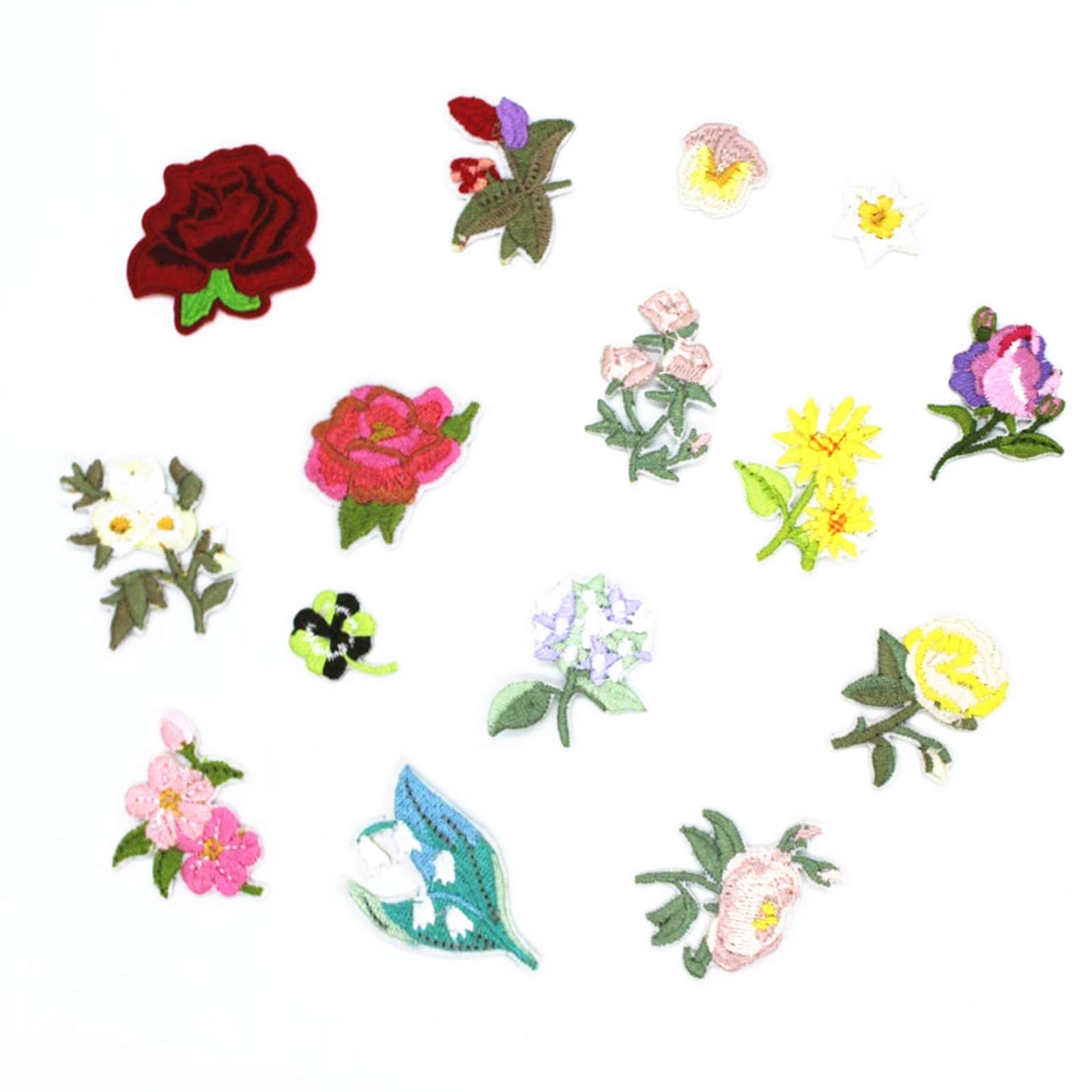 SUNMOVE Embroidery Flowers Sew Iron On Patch Badge for Jeans Clothes Fabric Applique DIY