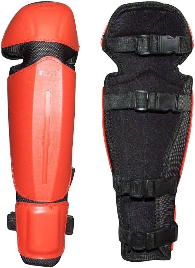 Red Shin Guards Knee Pads All In One For Brushcutter Strimmer Users