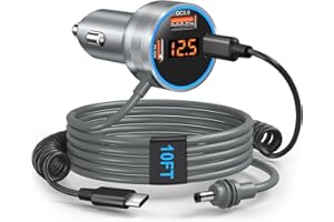 Starlink Mini Cable 10FT/3M, Bangfun 4 in 1 Starlink Mini 12V Car Adapter to DC Power Cord, 65W Car Charger with Voltage Disp