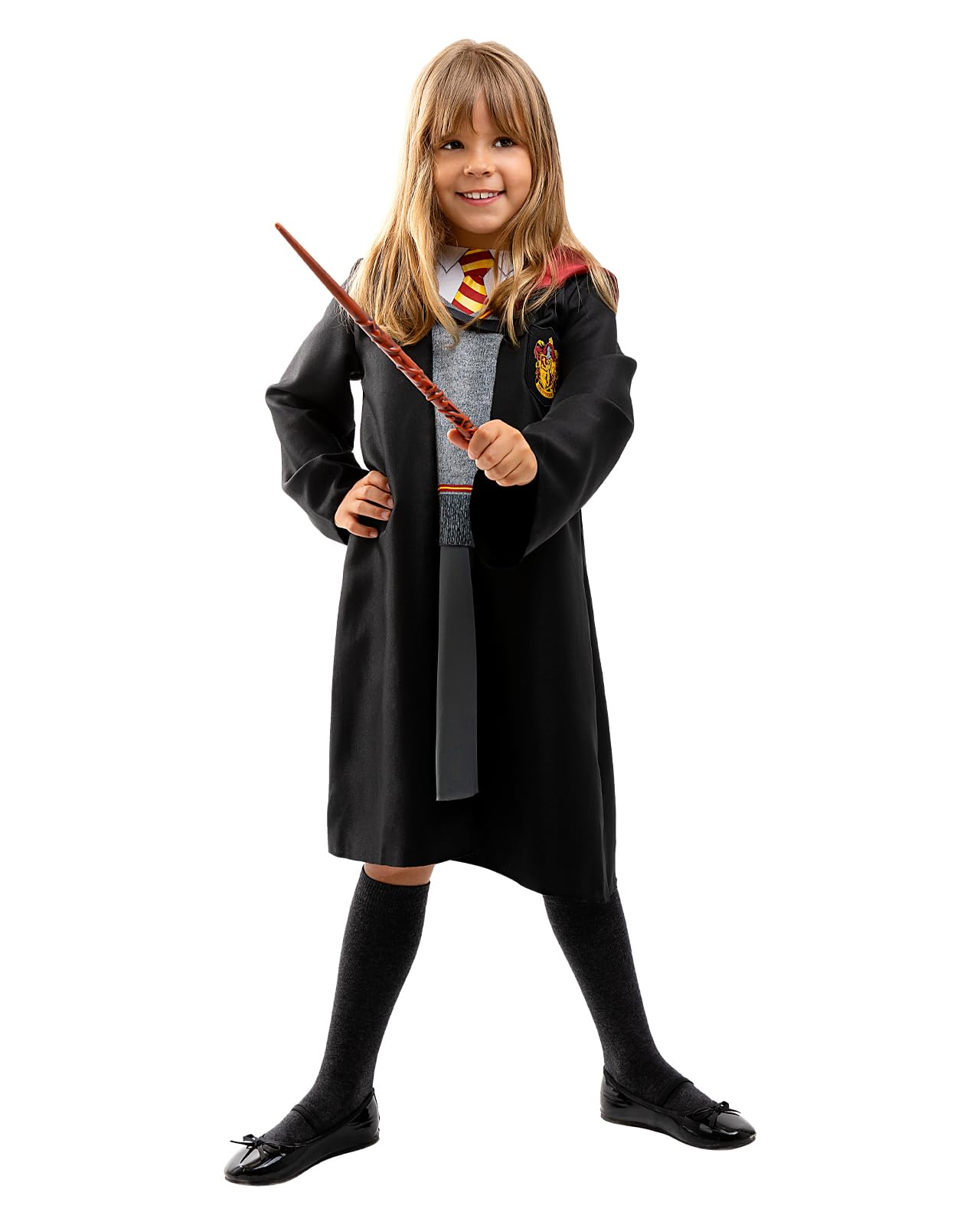 Funidelia Official Hermione Granger Costume for Girls with cape and dress, Gryffindor Tunic for Children Hogwarts, Carnival, Halloween and Party Costumes - Size 3-4 years