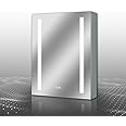 ES-DIY LED Lighted Bathroom Medicine Cabinet with Mirror, 20 x 26 Inch, Recessed or Surface Mount, 2 Outlets, Defog, Stepless Dimming and Color Temper 3000K-6400K, Storage Shelves, Right Hinge