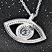 925 Sterling Silver Evil Eye Hamsa Blue White CZ Pendant Necklace,18''