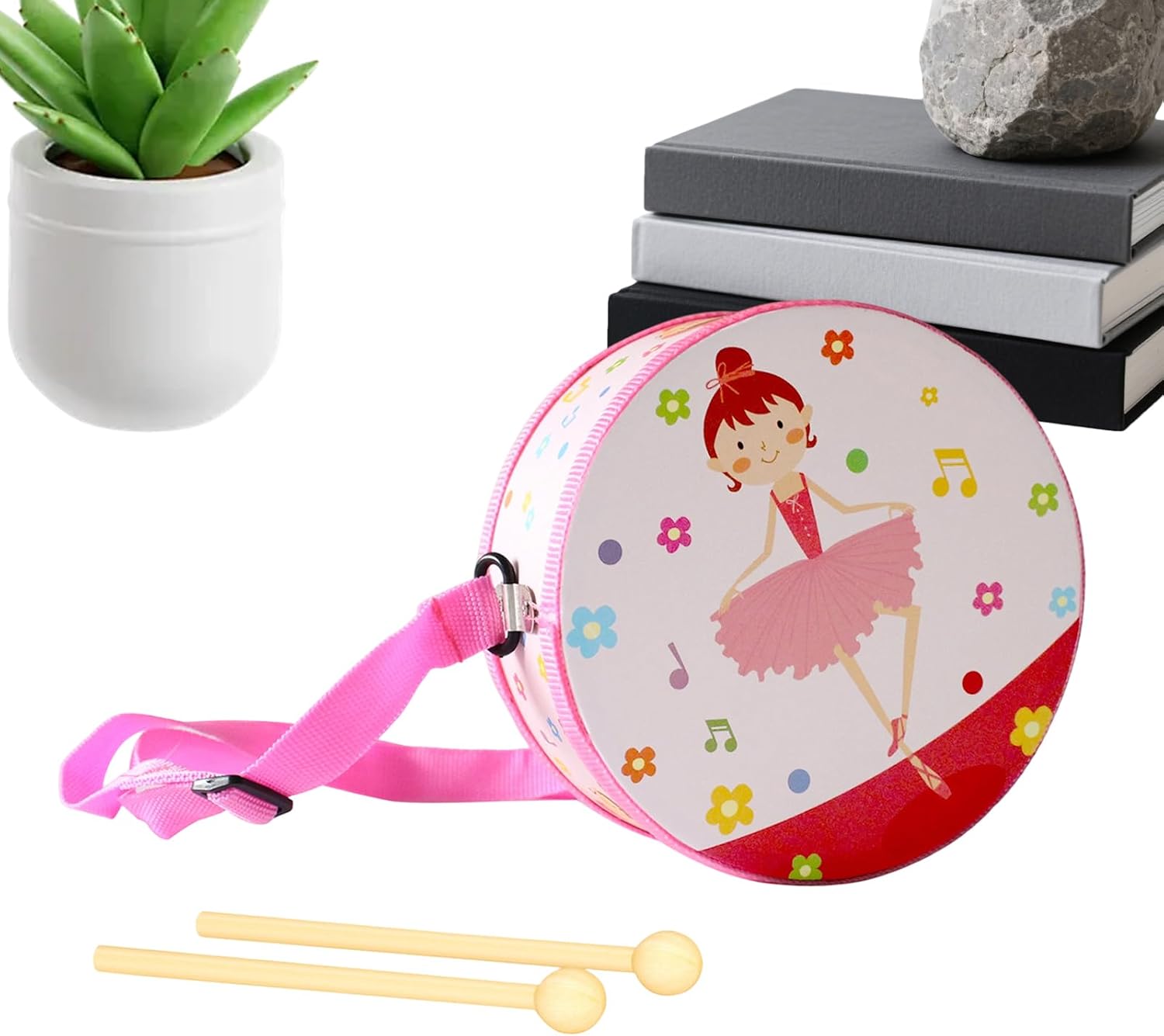 Kids' Musical Instrument, 5.9Inch Kids Drum, Wooden Musical Toys, Early Education Instrument with Adjustable Carrying Strap for 2-5 Years Old Boy Girl Student Birthday Kindergarten