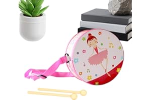 Kids' Musical Instrument, 5.9Inch Kids Drum, Wooden Musical Toys, Early Education Instrument with Adjustable Carrying Strap f