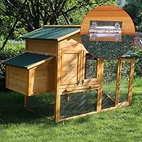 Yardeen Wooden Chicken Coop Bunny Rabbit Hutch Hen Quail Pet Cage For Winter And Windy Backyard Outdoor With Nesting Box And Run Cage