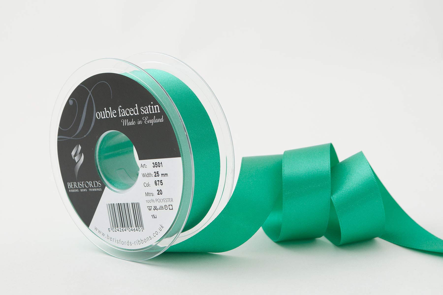 Berisfords Double FACE Poly Satin Ribbon, Parakeet, 25 mm — image 1