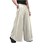 GORGLITTER Men's Baggy Wide Leg Dress Pants Pleated Work Suit Pants High Waisted Slacks Business Casual Trousers