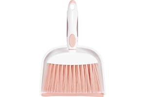 NACENA Small Dust Pan and Brush Set, Mini Broom and Dustpan Set Small Hand Broom and Brush Combo Dust Pan with Teeth for Home