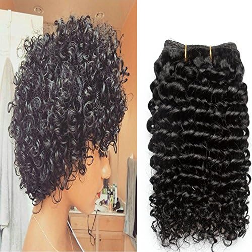 Baofu Hair Remy Brazilian 6A Human Hair Extension Kinky Curly 8 inch, 50g/Bundle, Natural Color Weft