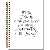 JINYO Friend Gifts Notebook, Gifts for Best Friend Journal, Friendship Gift Journal, It's the Friends We Meet Along the Way That Help Us Appreciate the Journey Spiral Notebooks 5.5x8.3 Inch