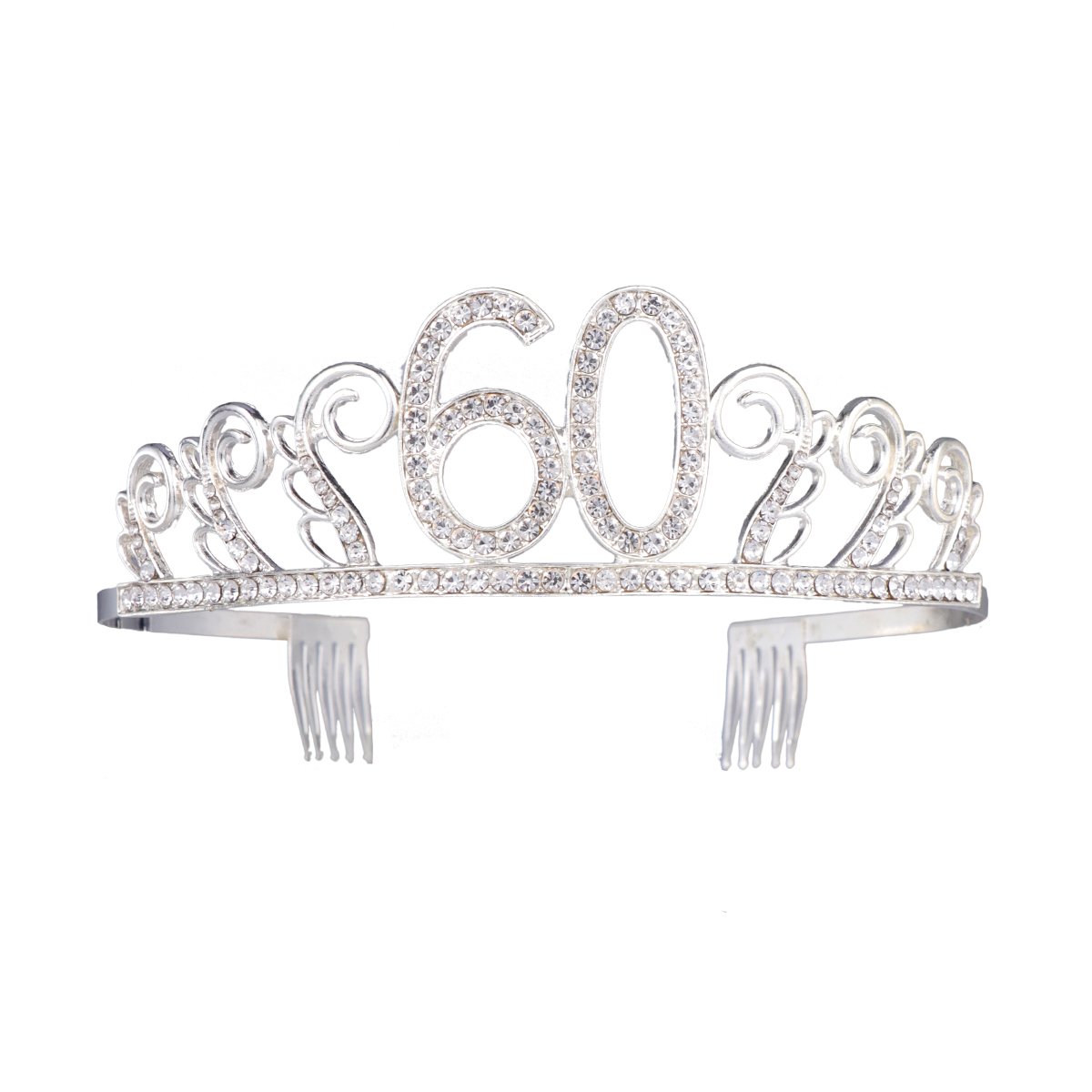 Frcolor Birthday Crystal Tira 60th Birthday Crown Headband Rhinestones Tiara with Comb