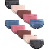 Reebok Hipster Panties for Women - 10 Pack Stretch Performance Seamless Underwear with Relaxed Tag-Free Waistband (S-XL)