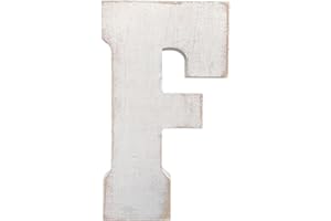 ABELOTS Large Wooden Alphabet Wall Decor - Distressed White Wash Monogram Letter (F)