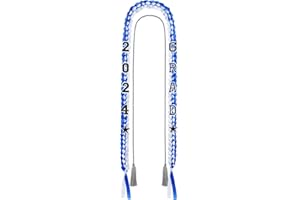 TIGGELL 2024 Grad Graduation Ribbon Lei Braided Necklace Graduation Gift with Tassel 2024 Grad Embroidery Patches for School College Bachelor Master Doctor Graduation Party (Blue White)