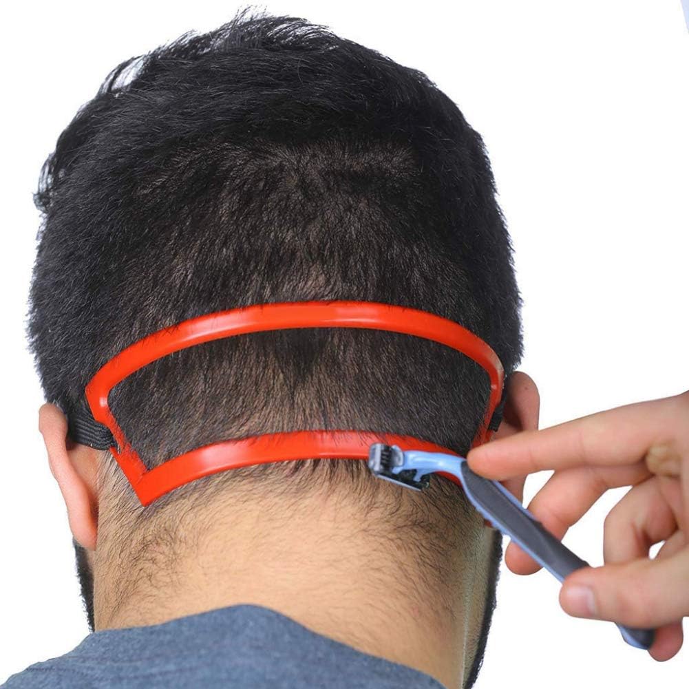 Huoju Neckline Shaving Template Guide - Edge Up your Straight Neck Hairline - One Size Fits All Haircut Grooming Kit - Styling Tool - Use W/Clippers or Trimmer - Barber Supplies Set - Stencil