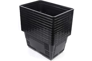 VPABES 12 Pcs Black Plastic Shopping Baskets with Handles,Vegetable Fruit Organizer Basket for Supermarket Grocery Convenience Store Shopping Baskets Retail Grocery Baskets with Handles