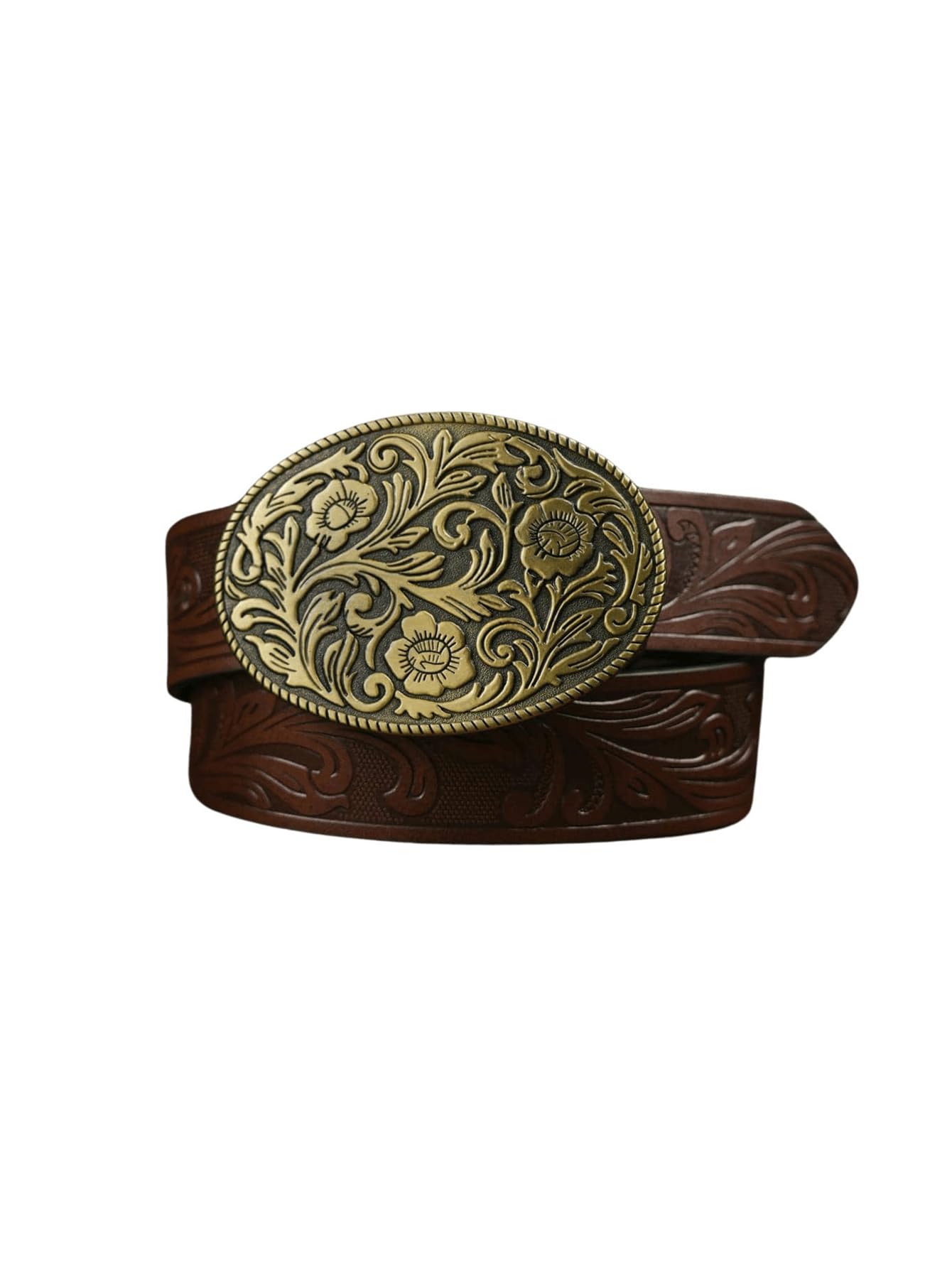 Photo 1 of **MAJOR DAMAGE**
GORGLITTER Women's Cowboy Belts Floral Country Belts Leather Waist Belt for Jeans Pants Coffee Brown suit waist size:29.5-33.5"