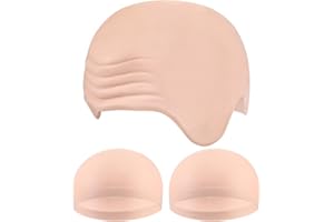 WILLBOND 3 Pcs Halloween Bald Caps Set Makeup Costume Include a Latex Bald Cap and 2 Pcs Nylon Head Caps Cosplay Accessories for Women Men Halloween Party Supplies