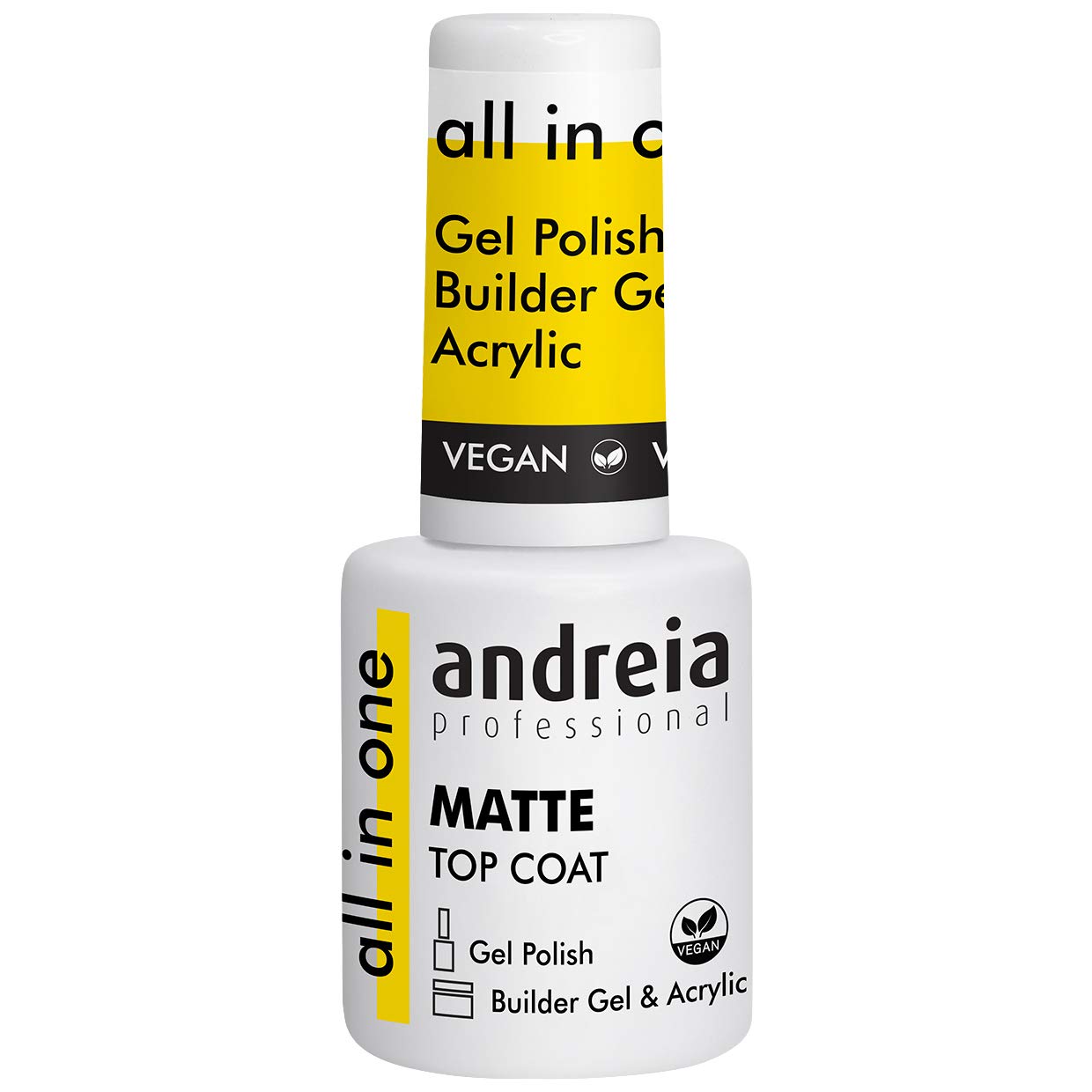 Andreia Professional Matte Top Coat Gel Polish - Soak Off Chip Resistant Matte Finish Gel Nail Polish for Top Coat - All in One for Builder Gel and Acrylic - Camphor & Cruelty-Free 10.5 ml