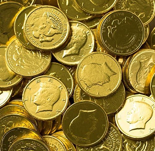 Solid Milk Chocolate Large Kennedy Gold Coins (1/2 Pound - 8 Oz) by RiverFinn