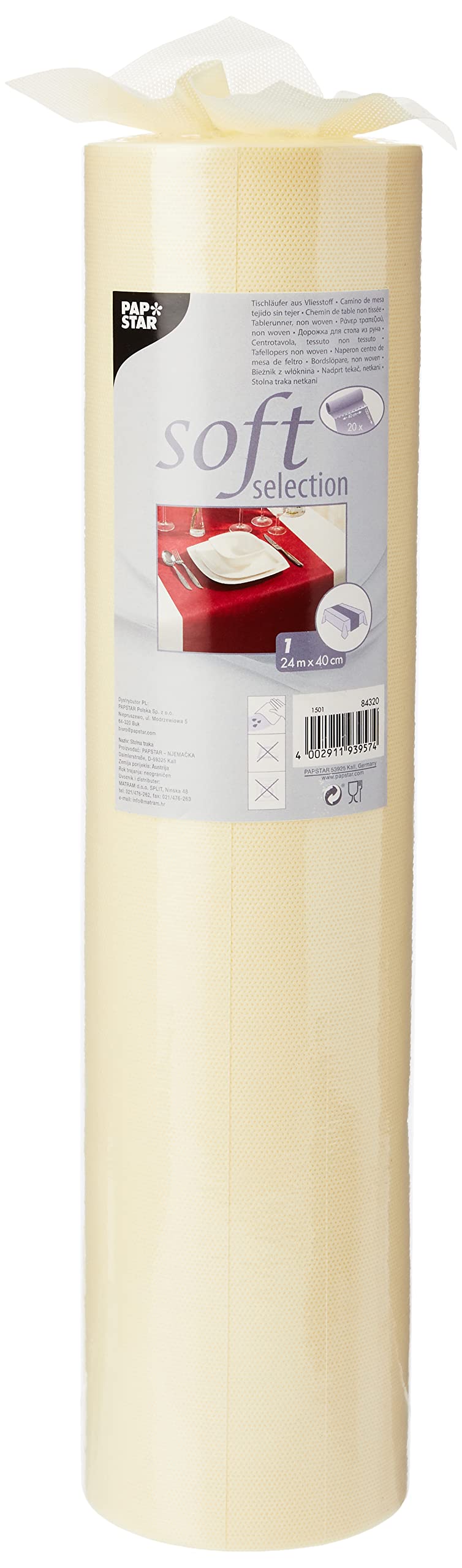 Tisch-Deko Table – Paths, Non-Woven Soft Selection Similar to the fabric 24 MX 40 cm Cream in Roll