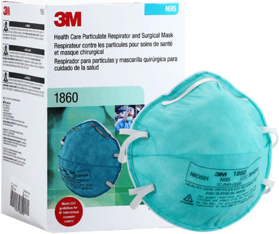 PATTNIUM 5 Pcs 3M 1860 N95 Medical Protective Mask,Dust-proof Anti-haze Dust-proof PM2.5 Ear Band Mask