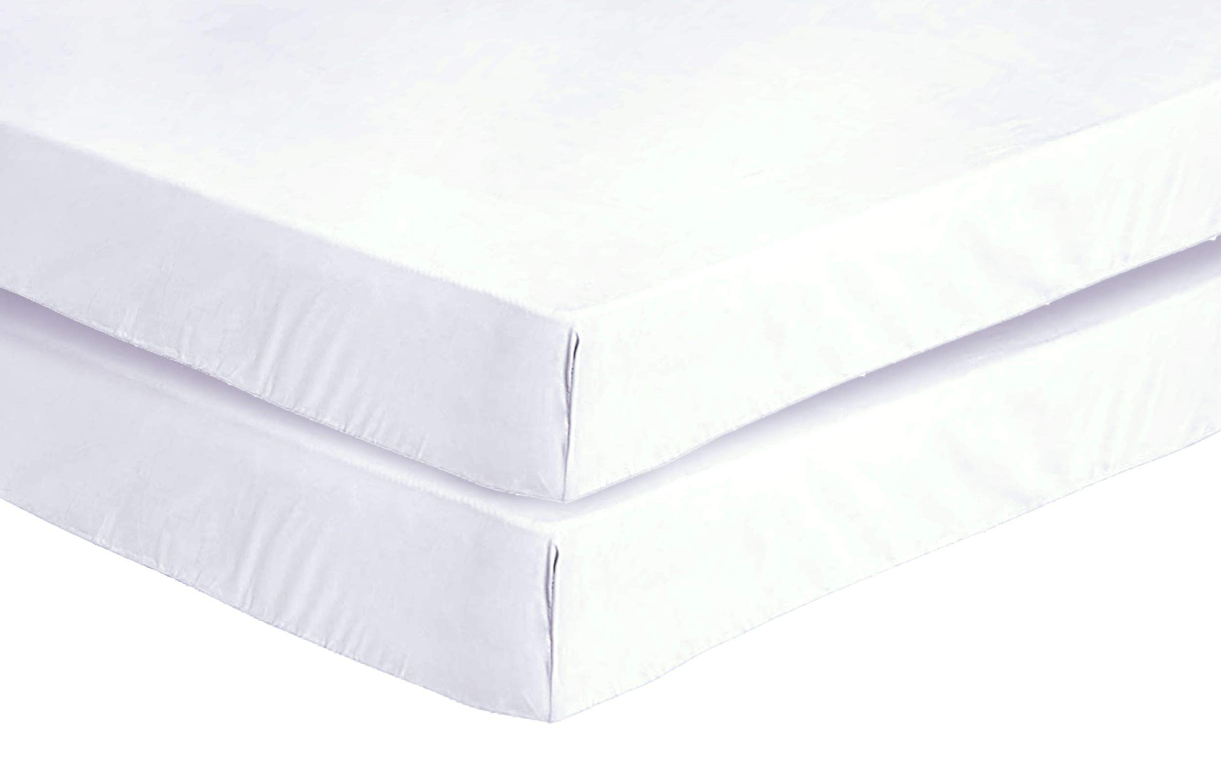 Linen Zone 2 Pack Cot Bed Fitted Sheets 70 x 140 cm - Easy Care Fine Quality 100% Egyptian Cotton Travel Cot Sheets – Soft, Smooth and Breathable (White)