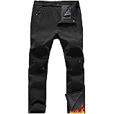 TBMPOY Mens Snow Ski Pants Waterproof Fleece Lined Winter Insulated Softshell Outdoor Snowboard Skiing Zipper Bottom Leg