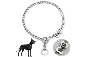 No Pull Dog Collar - Adjustable, Durable Solid Collar With Stainless Steel Chock Metal Chain for Training and Walking Small a