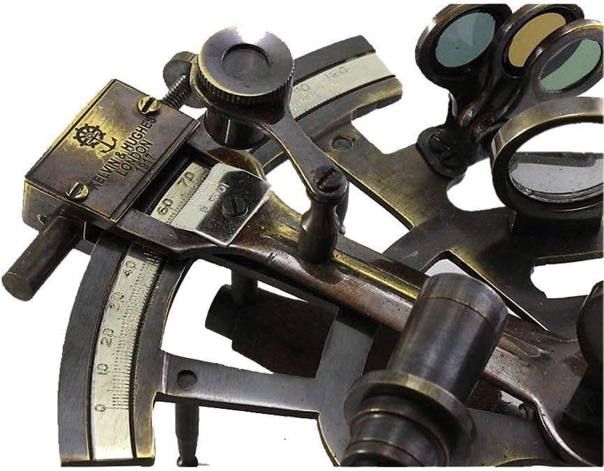 Nautical Replica Hub Antique Brass Pocket Sextant London Solid Brass Sextant Marine Gift Astrolabe