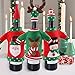 PartyTalk 3pcs Ugly Christmas Wine Bottle Covers, Holiday Wine Bottle Cover with Hat for Ugly Sweater Party Decorations