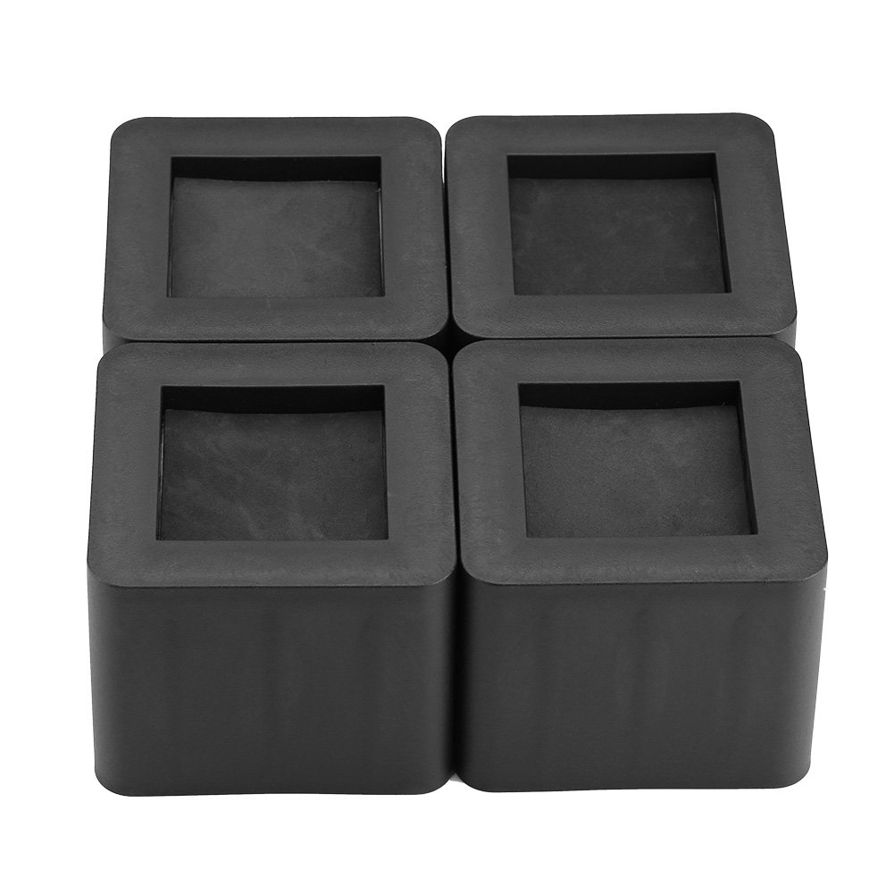 Furniture Risers 4-Pack, Black PP Plastic Leg Extenders, Non-Slip Table and Bed Raising Blocks for Sofa, Desk