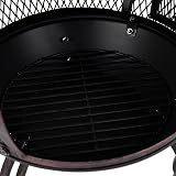 Fire Vida Steel Chiminea Outdoor Heater BBQ Grill Black Antique Gold view 6