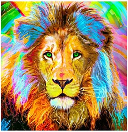 DIY 5D Diamond Painting Kits Full Drill, ACTIMEX Rhinestone Crystal Embroidery Pictures Cross Stitch for Home Wall Decoration Animal Colorful Lion 3030 cm (11.811.8 inch)