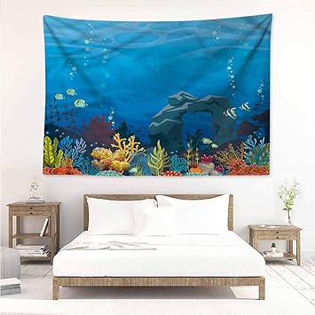 Amazon Com Sunnyhome Wall Tapestry For Bedroom Aquarium