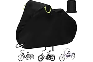 CLAWSCOVER Adult Tricycle Cover Waterproof Outdoor,Trike Cover,Electric Tricycle Bicycle Storage Covers for Adult Bike,Durable Anti-UV 210D Polyester Fabric, with Buckle,Reflective Strip
