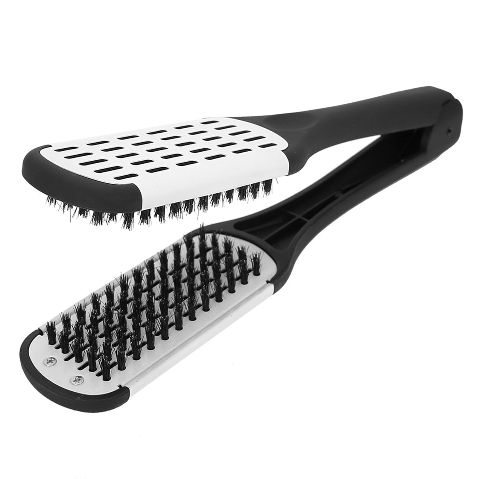 QANYEGN Boar Bristles Clamp Hair Brush, Hairs Straightener Clamp Comb, Double Sided Hair Straightening Brush for Hair Styling