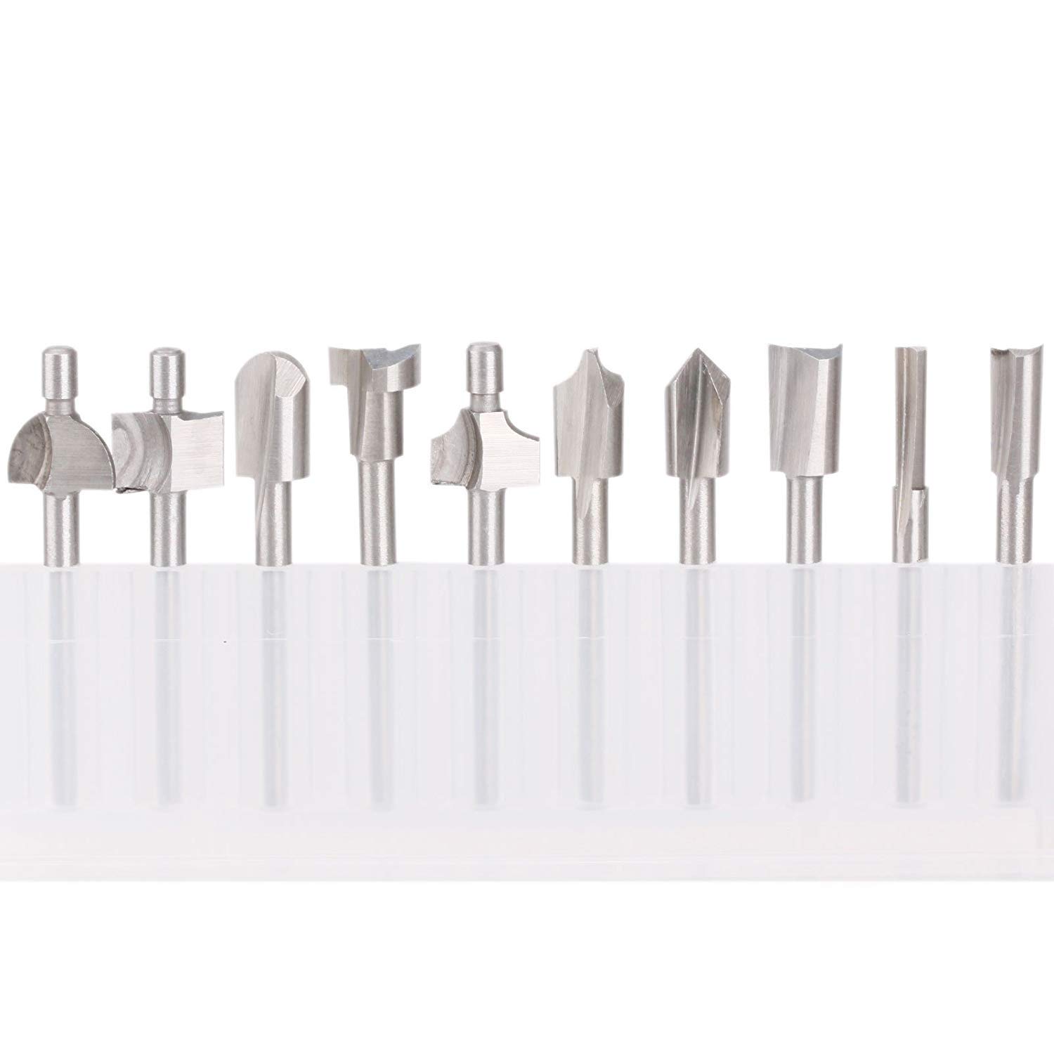 SPTA 10Pc HSS Router Carbide Engraving Bits & 10Pcs Router Bit 1/8"(3mm) Shank for Rotary Tools for DIY Woodworking, Carving, Engraving, Drilling: Industrial & Scientific