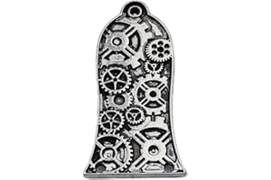 Guyker 1 Pcs Guitar Head Cover 3 Holes, Zinc alloy Guitar Truss Rod Cover for GIB LP Style Guitar Accessories Parts, Gear Pattern JA3001, Ancient Silver