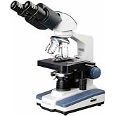 AmScope B120 Siedentopf Binocular Compound Microscope, 1000X | 40X-1000X Magnification Range Compound Biological Microscope Mechanical Stage Built-In LED Illumination Siedentopf