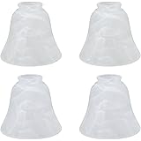 Aspen Creative 23027-4 Transitional Alabaster Bell Shape Ceiling Fan Glass Shade.2-1/8"Fitter.Size:5-3/8"D x 4-3/4"H.4Pcs/Pack