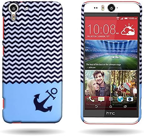 CoverON HTC Desire Eye Case, Slim Hard Rubberized Design Back Case for HTC Desire Eye - Blue Anchor Chevron Design