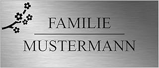 Edelstahl Türschild mit Namen | Klingelschild mit Gravur | Namensschild Briefkasten | Briefkastenschild | Hausschild - Schild selbst gestalten - Größe | Motiv | Schrift | selbstklebend | Bohrung