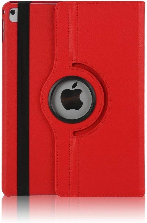 FuriGer Book Case for iPad Air 2, 360 Degree Rotating Multi-Angle Viewing Stand Protective Folding Swivel Smart PU Leather Case with Auto Sleep/Wake for iPad Air 2 9.7 inch - Red