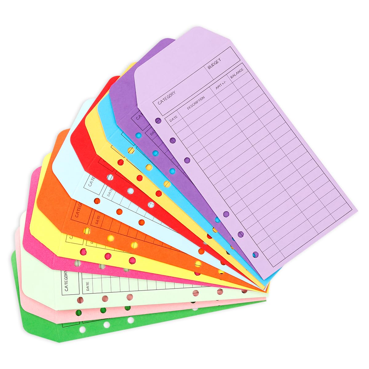 12 Sheets Colorful Budget Envelopes, GLADFRESIT Cash Envelopes System with Punch Hole, Kraft Paper Expense Tracker for Money Saving