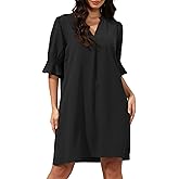Aphratti Women's Shift Dress Short Sleeve V Neck Flowy Cute Casual Spring Summer Dresses